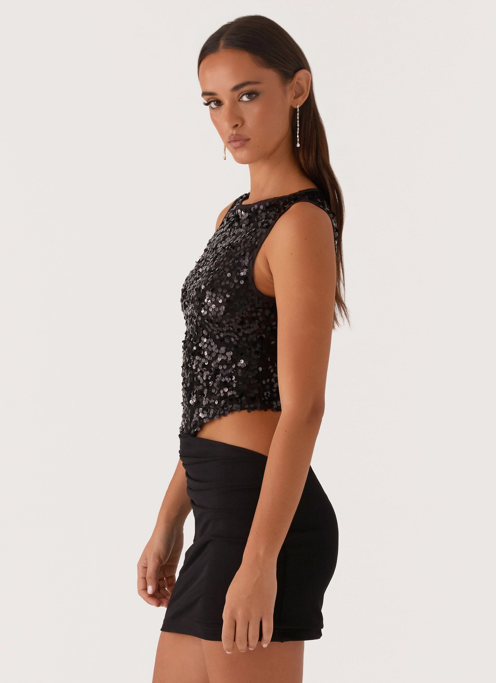 Superstition Sequin Mini Dress - Black Flattering Design Wear