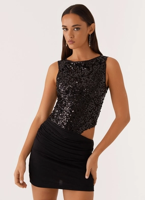 City Ready Superstition Sequin Mini Dress - Black