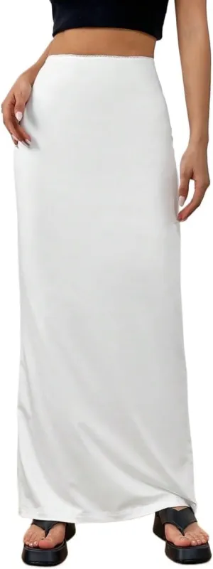 Trendy Beach Skirts High Waist Solid Maxi Skirt
