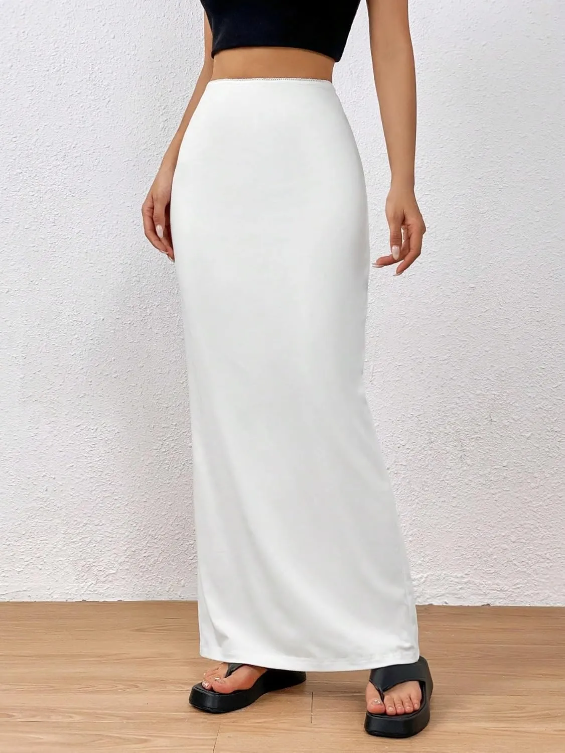 Trendy Beach Skirts High Waist Solid Maxi Skirt