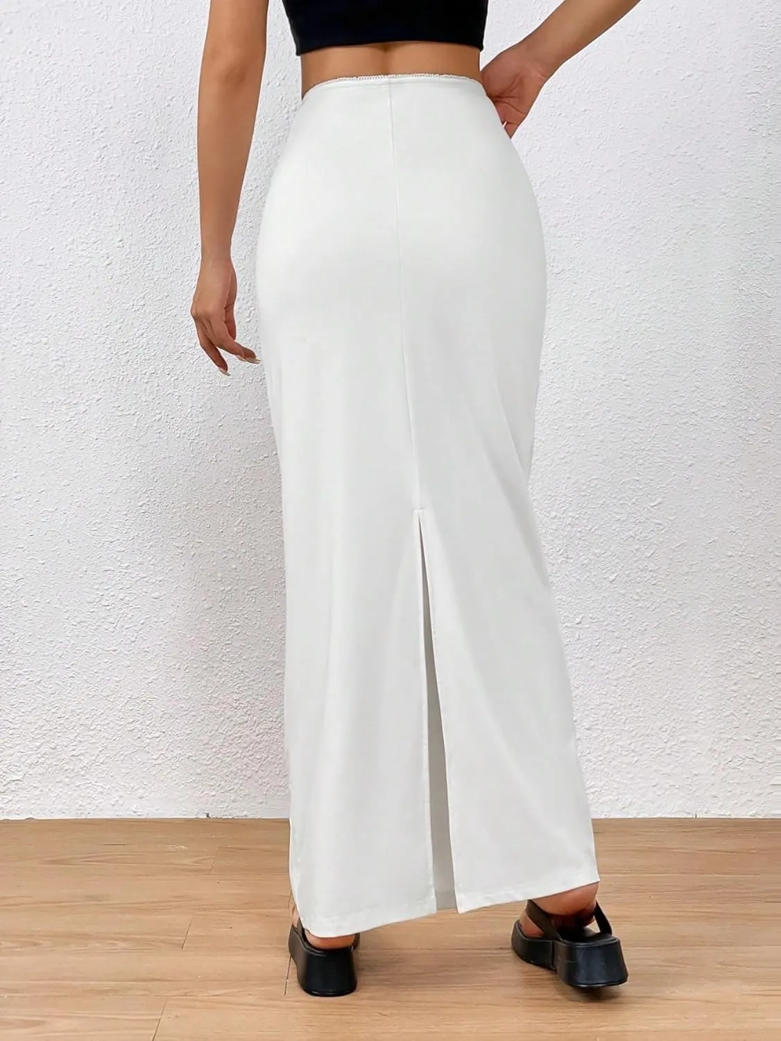 Trendy Beach Skirts High Waist Solid Maxi Skirt