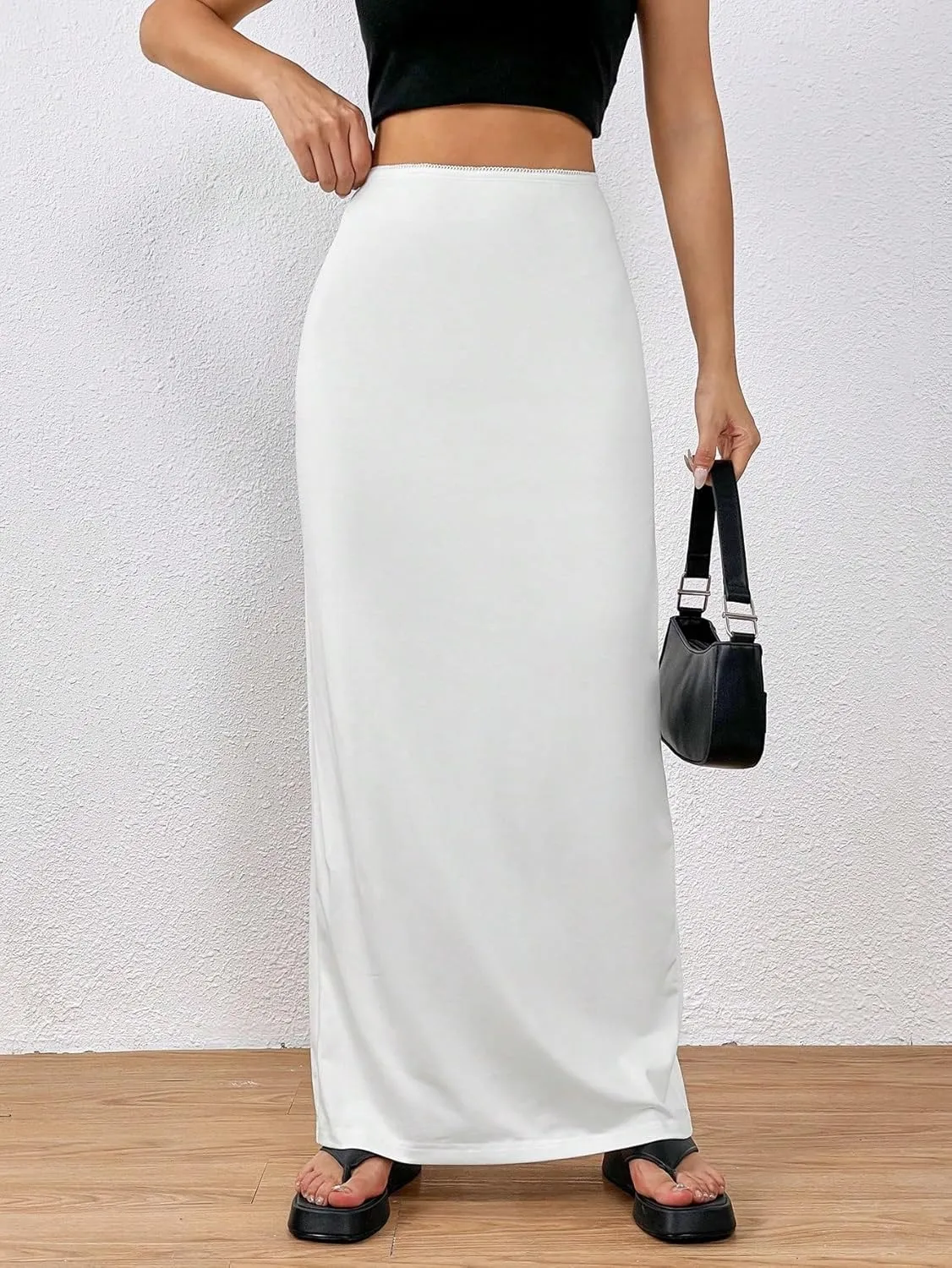 Trendy Beach Skirts High Waist Solid Maxi Skirt