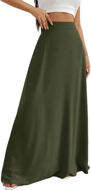 Trendy Beach Skirts Solid High Waist Maxi Skirt