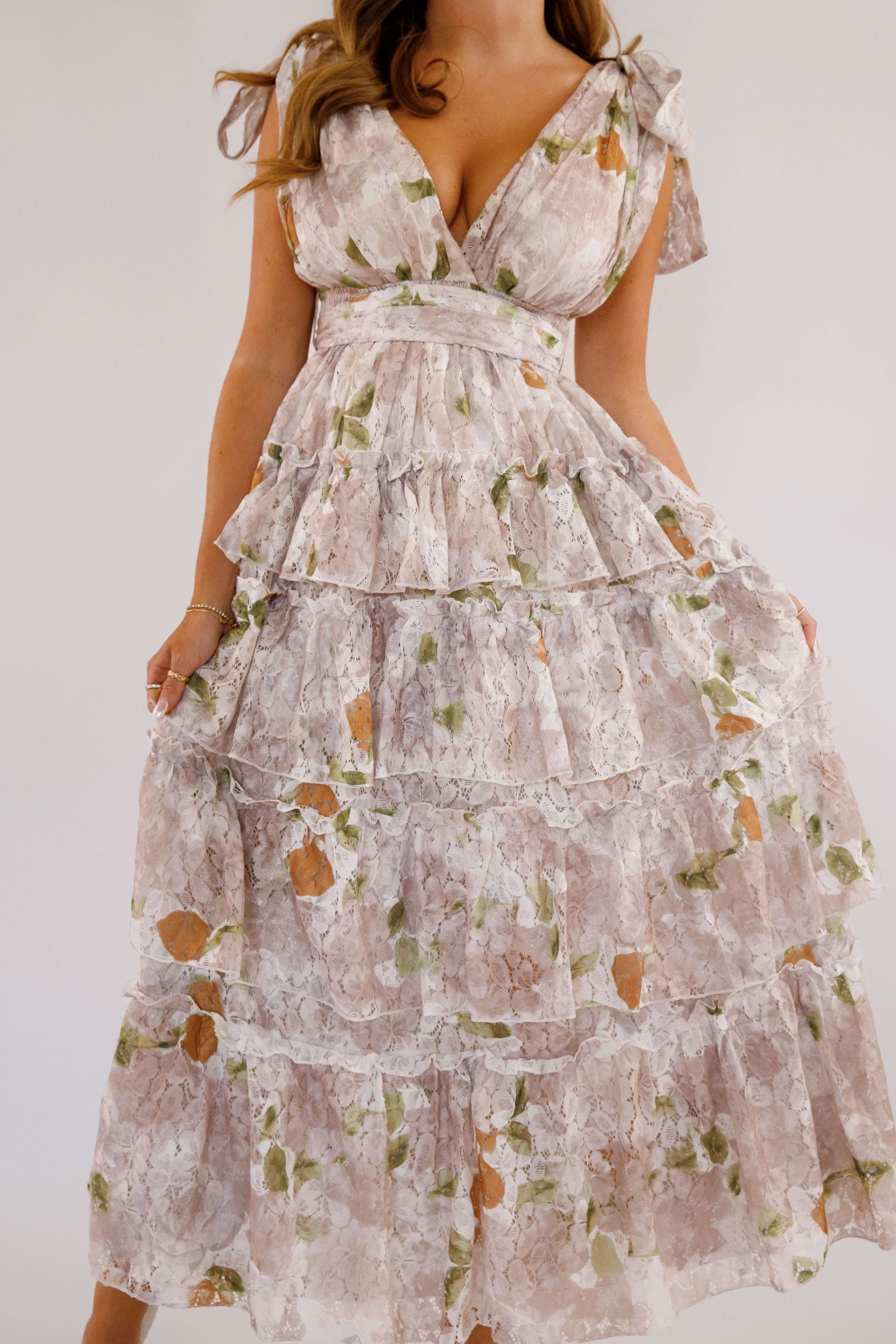 Anti-bacterial Nature's Charm Maxi Dress-Taupe