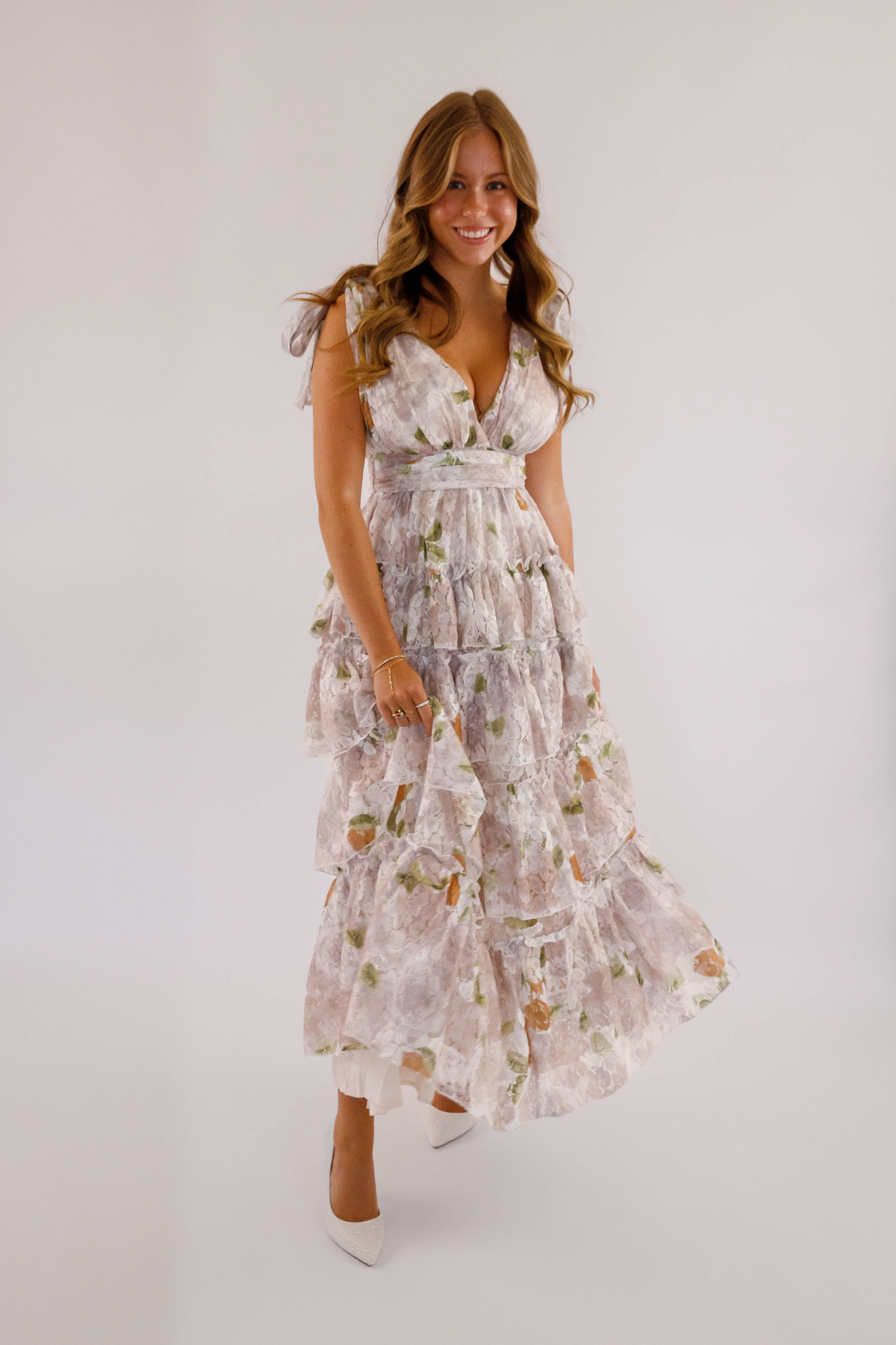 Nature's Charm Maxi Dress-Taupe Trendy pick Mature Glam