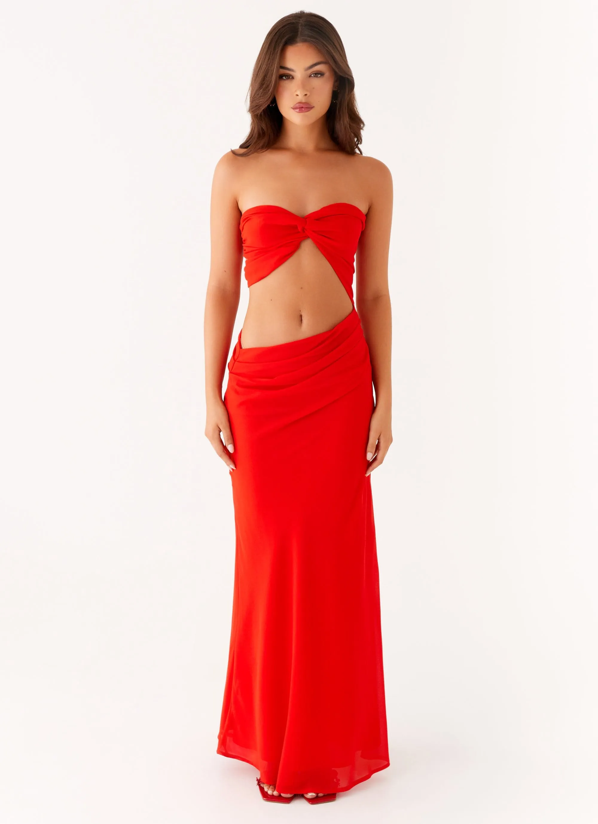 Dream Look Front Detail Carla Maxi Dress - Red