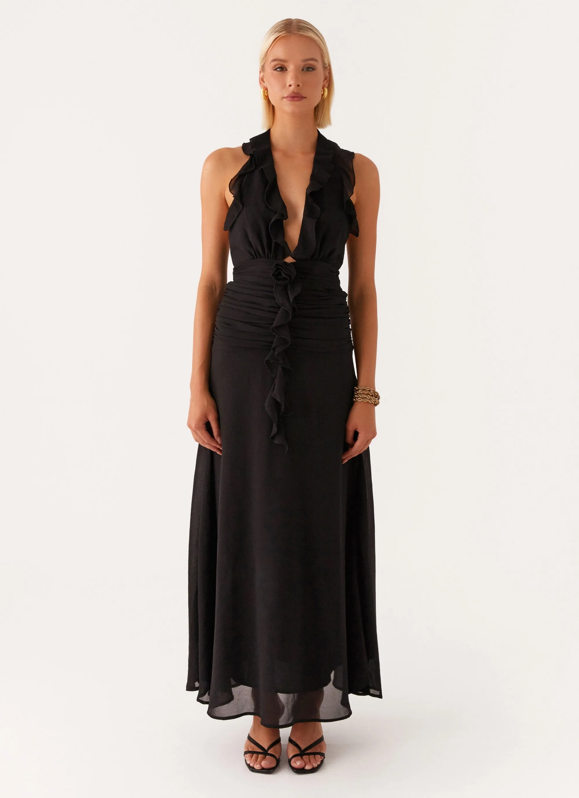 What You Need Frill Maxi Dress - Black Modest Look