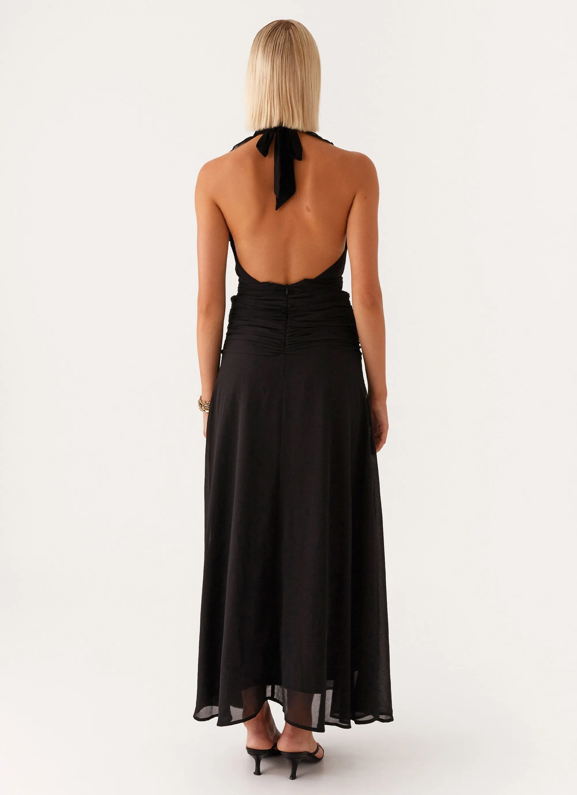What You Need Frill Maxi Dress - Black Midnight Mood Sharp Edge