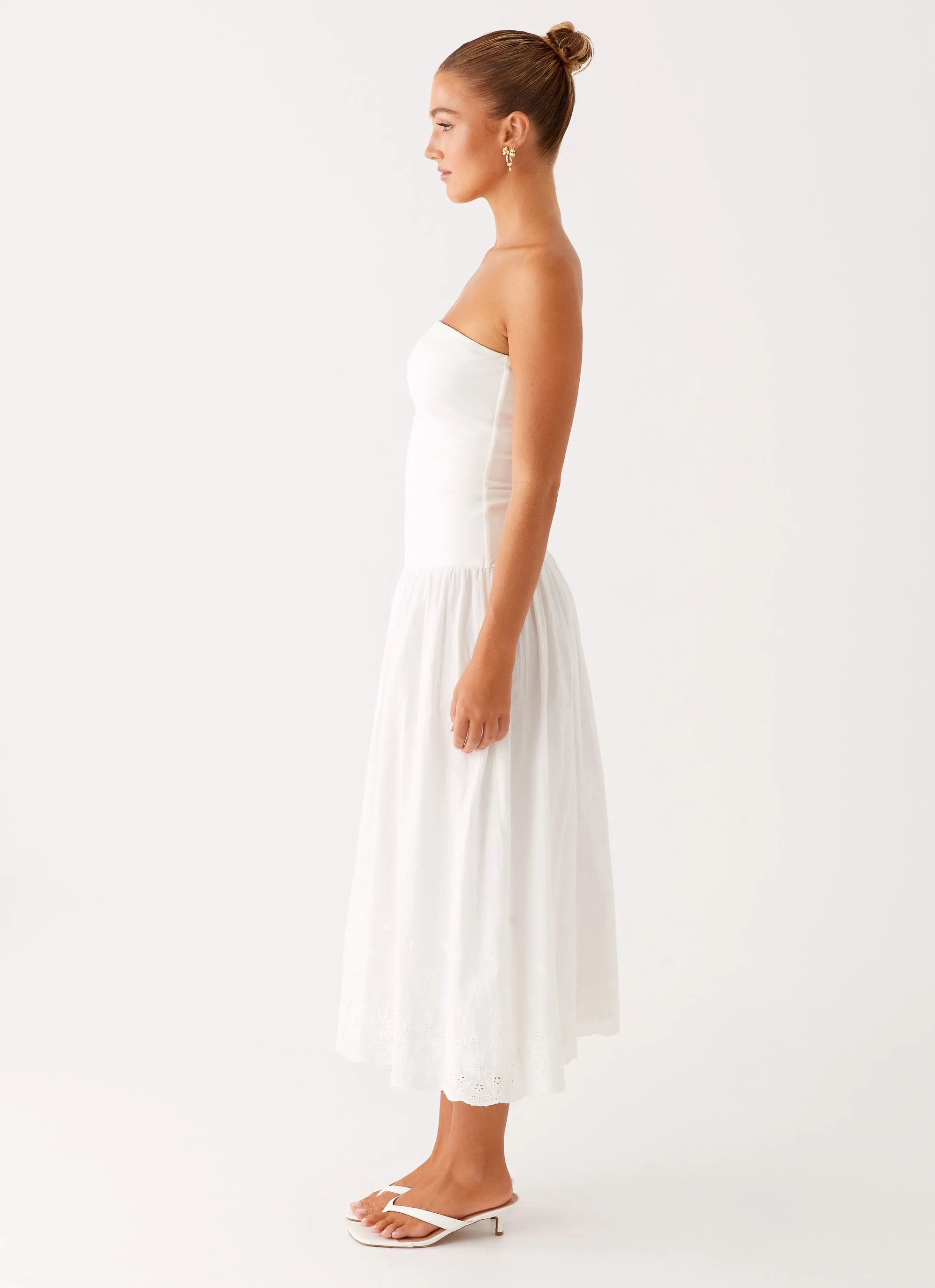 Cherry Skies Midi Dress - White Shade Soft