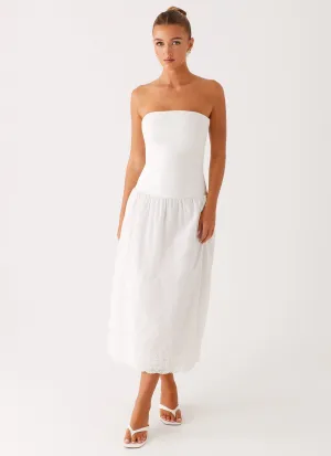Cherry Skies Midi Dress - White Vibrant Spirit Light Fabric