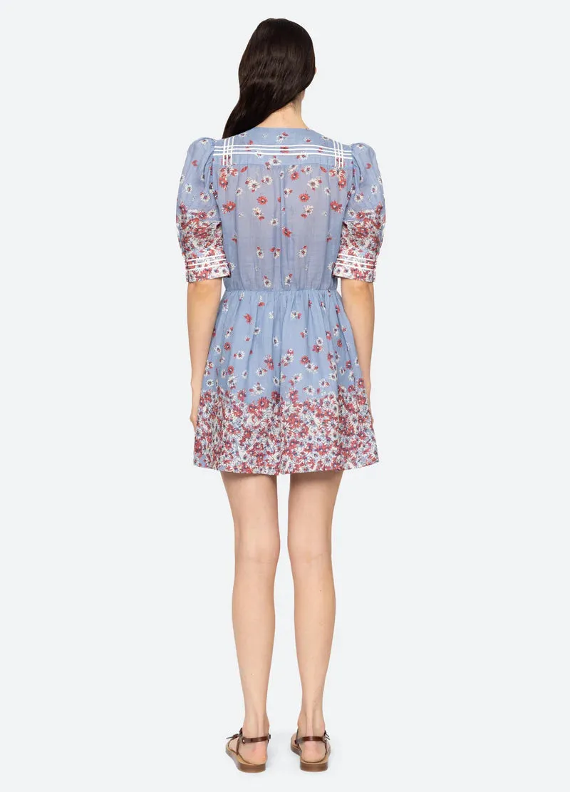 SEA NY Whitney Print Puff Sleeve Dress Comfortable Silhouette