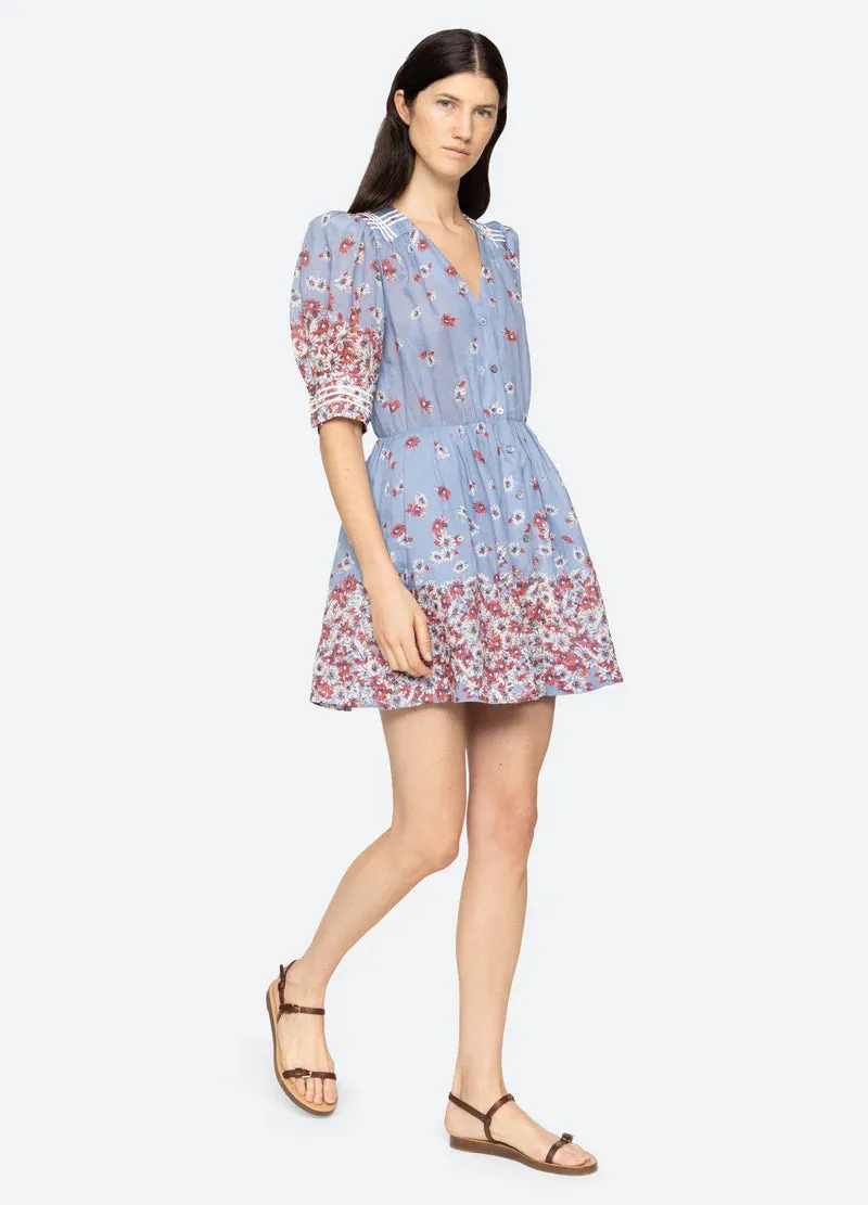 SEA NY Whitney Print Puff Sleeve Dress Relax Flex