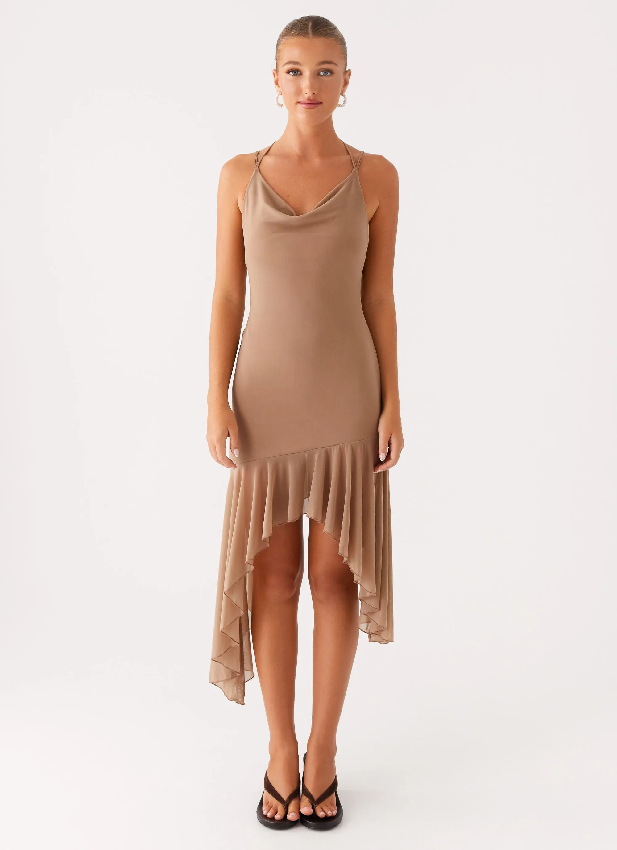 Grab Quick Bessie Midi Dress - Beige