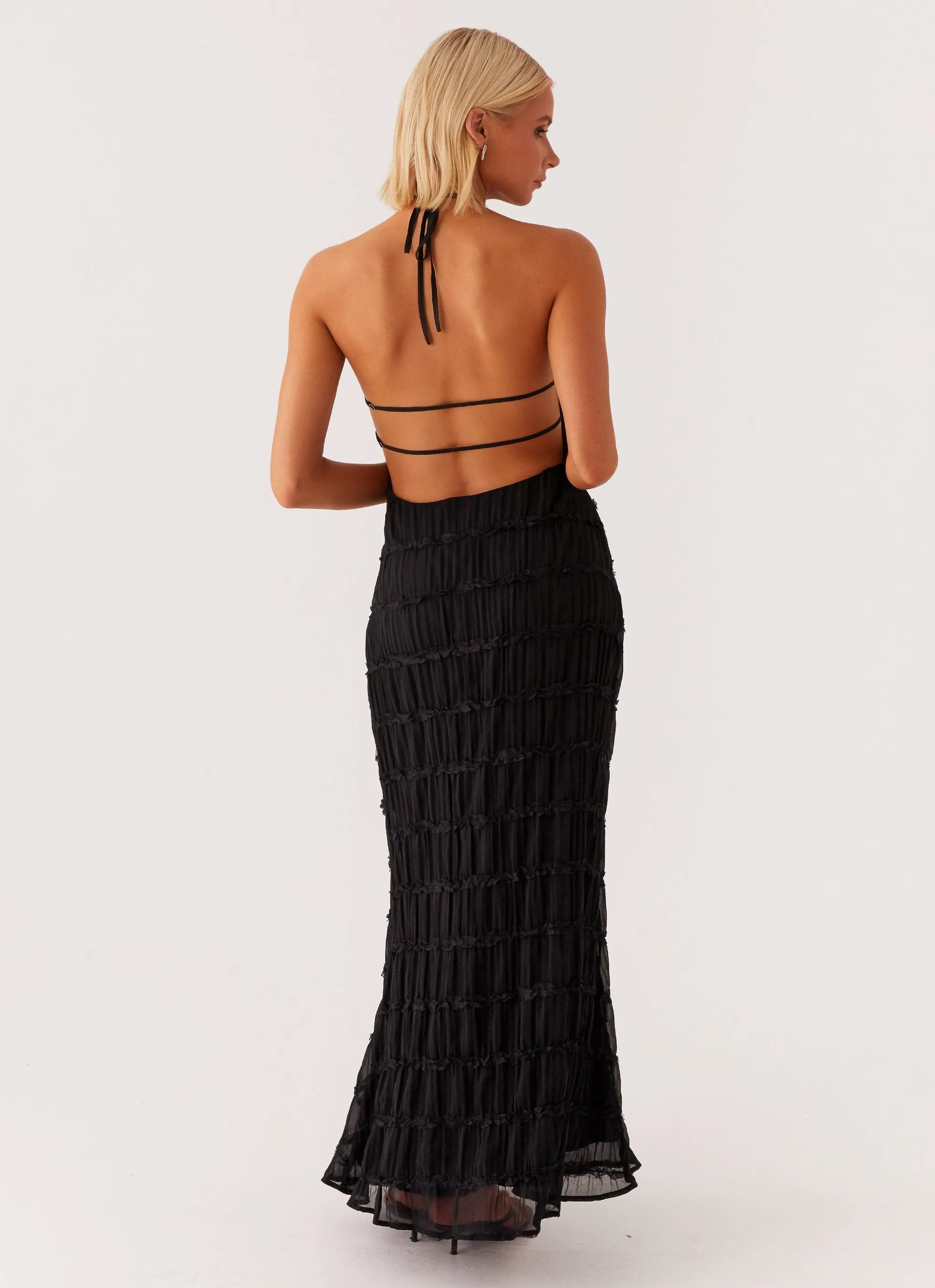 Aullie Maxi Dress - Black Romantic Soft