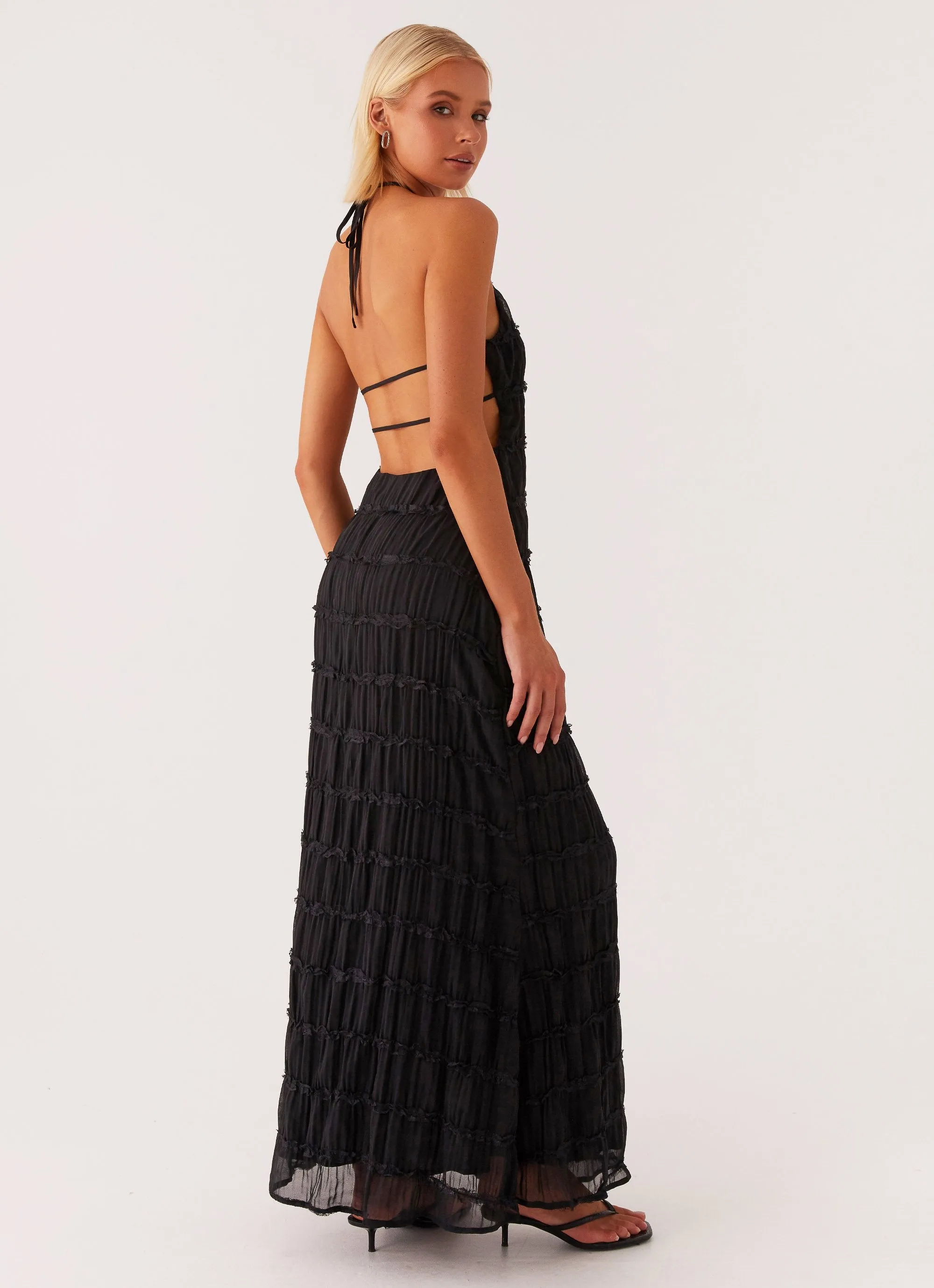 Aullie Maxi Dress - Black Balanced Tones Built-In-Slip