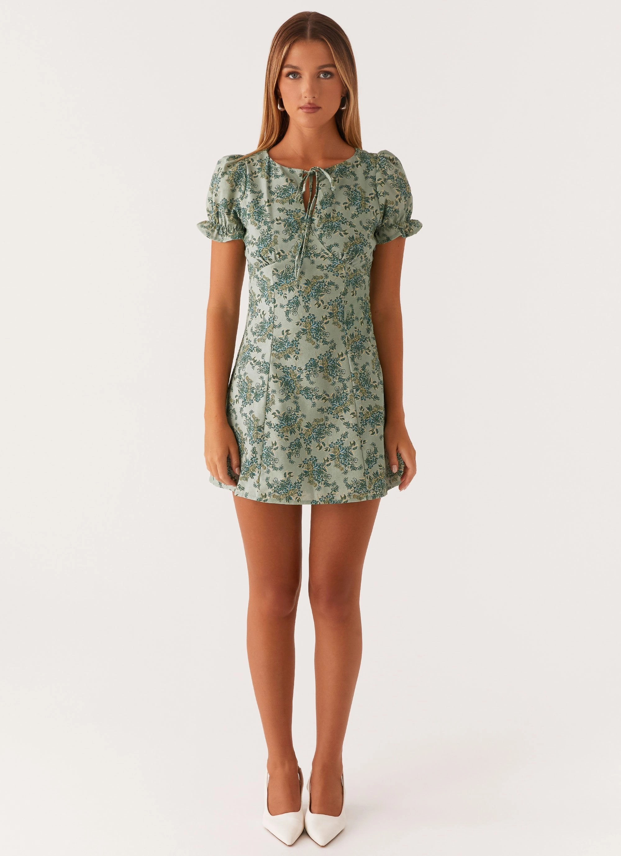 Edgy-Look Someday Mini Dress - Cloud Nine Floral