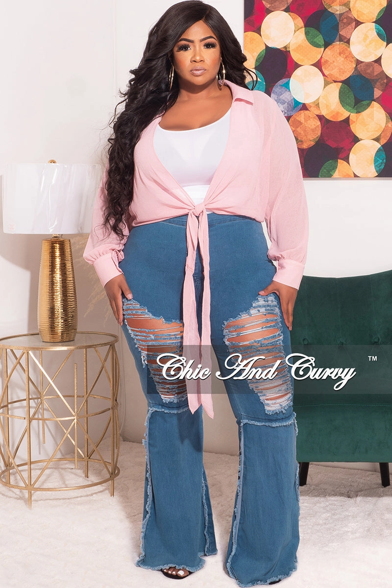 Minimal Bulk Final Sale Plus Size Cropped Chiffon See-Thru Tie Top in Mauve