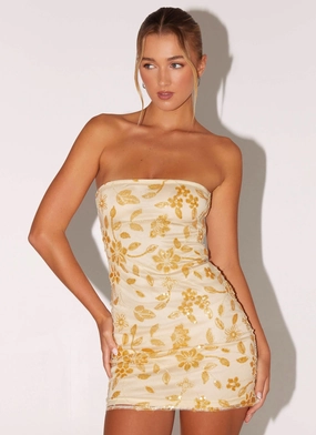 Seasonal Essential Moorey Beaded Mini Dress - Yellow