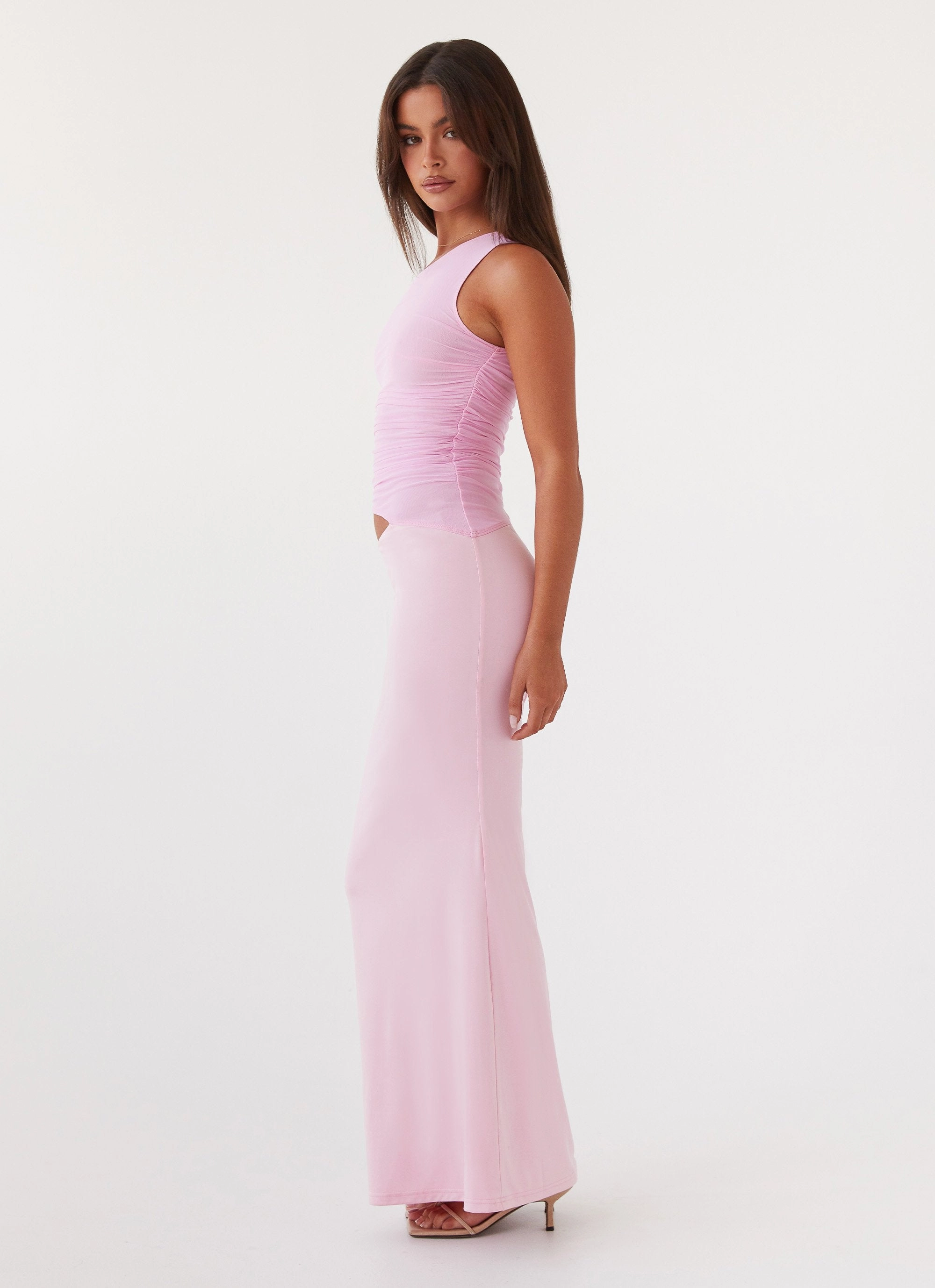 Luxe Appeal Seranella One Shoulder Maxi Dress - Pink