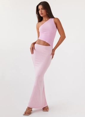 Seranella One Shoulder Maxi Dress - Pink Moment Light Elegant Line