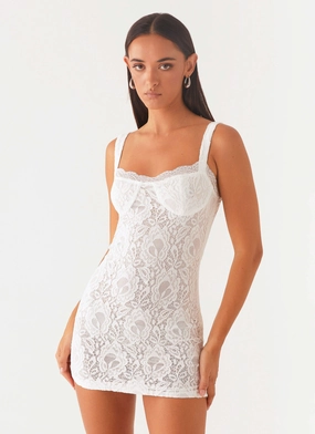 Functional Layer Style Blend Maree Lace Mini Dress - White
