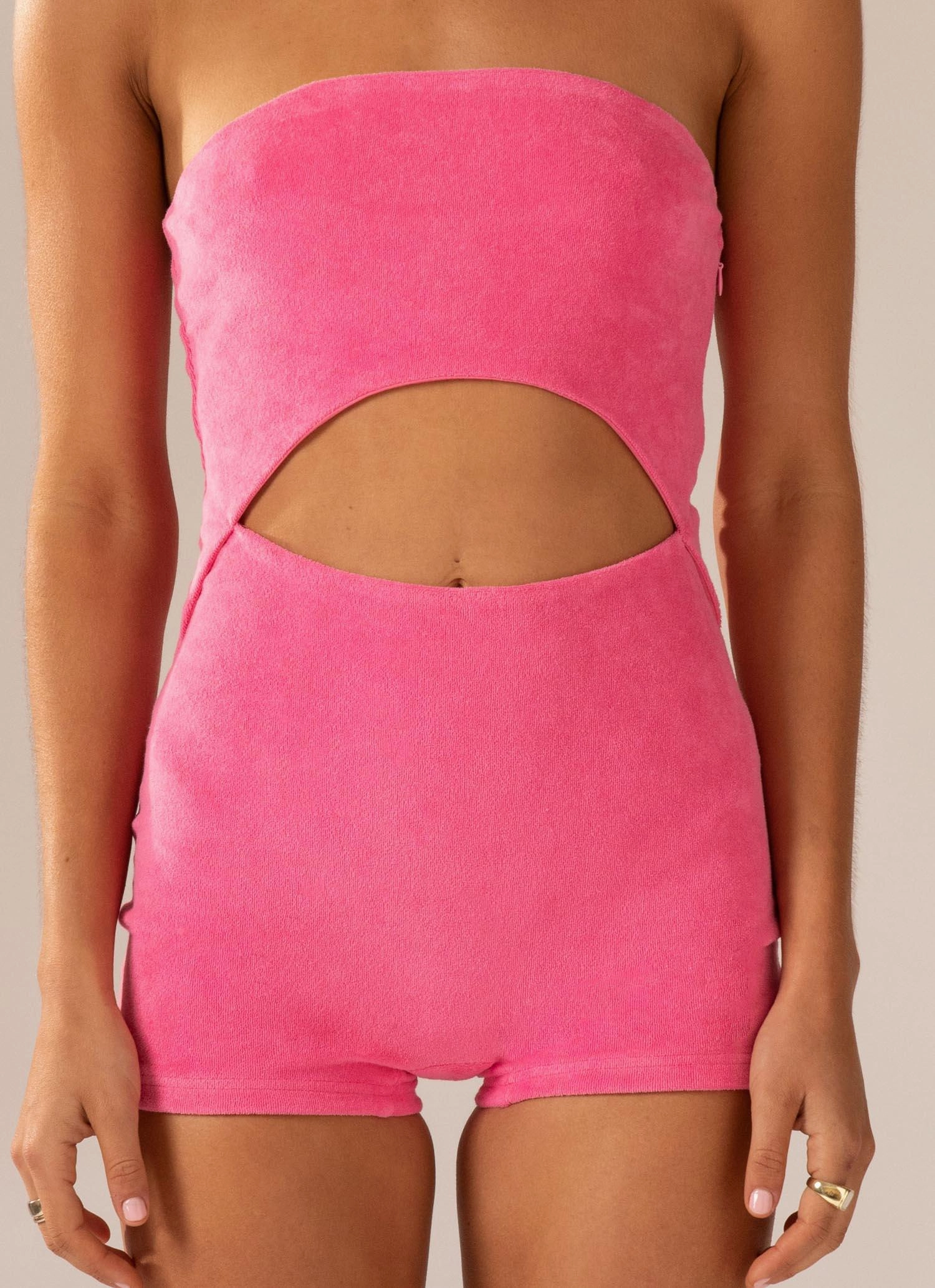 Easy Layering Piece Luxe style Poolside Fever Terry Jumpsuit - Perry Pink