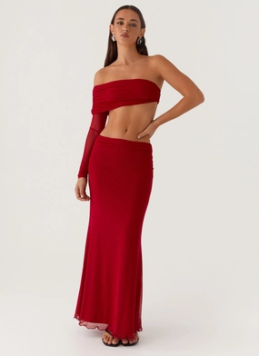 Trail Ready Rayne Maxi Skirt - Red