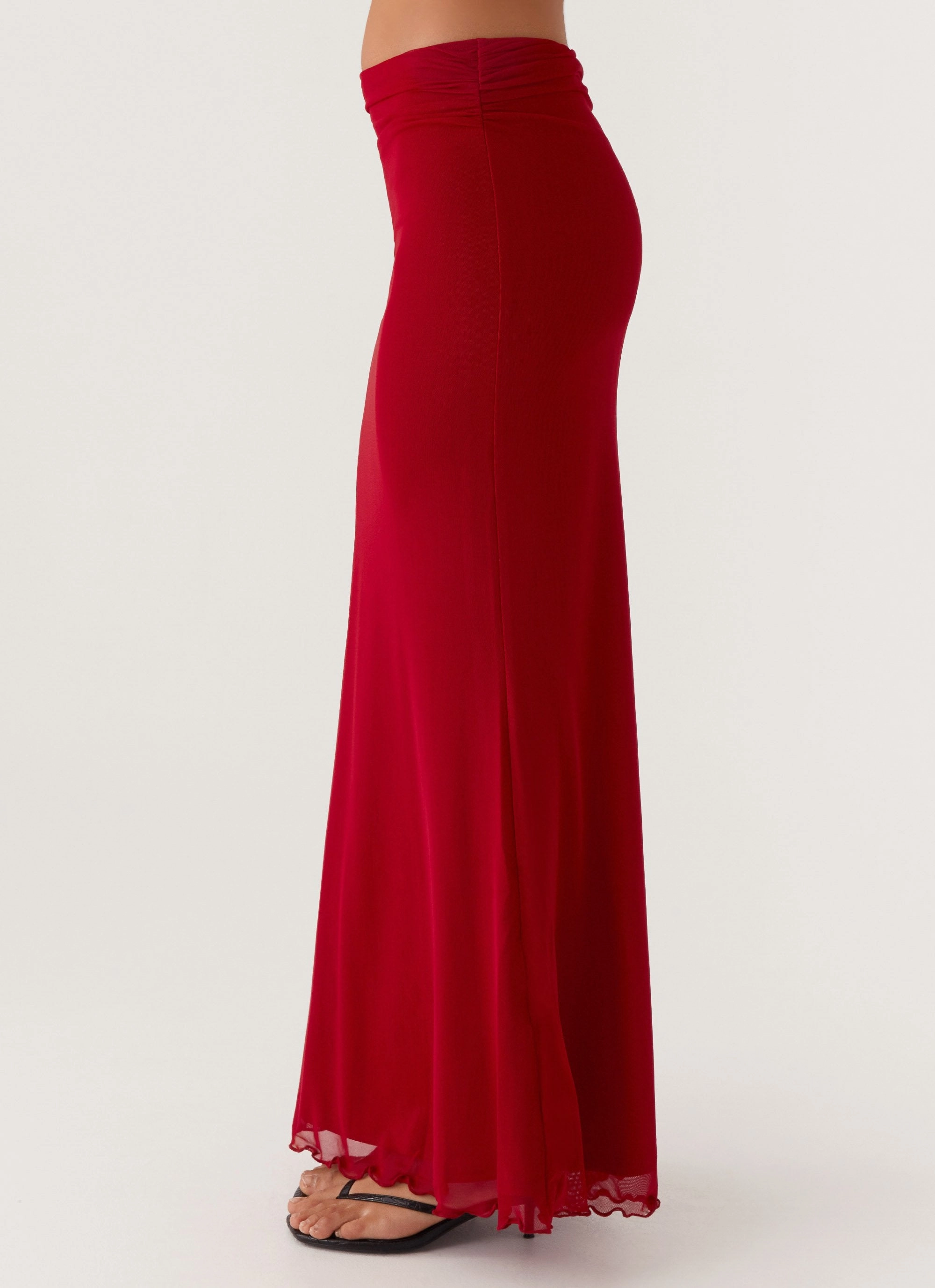 Fashion Forward Ultra Soft Inner Layer Rayne Maxi Skirt - Red