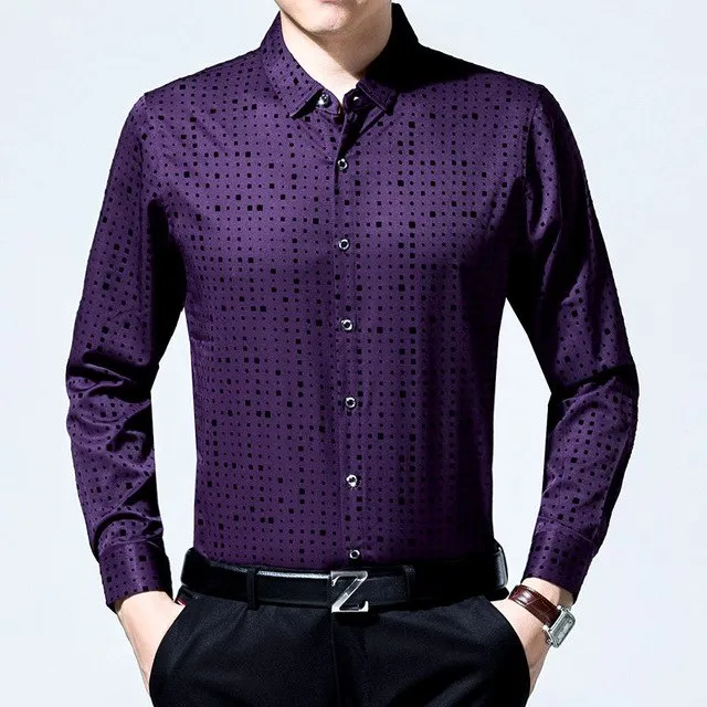 Trevor elegant Lapel high quality men's slim shirt