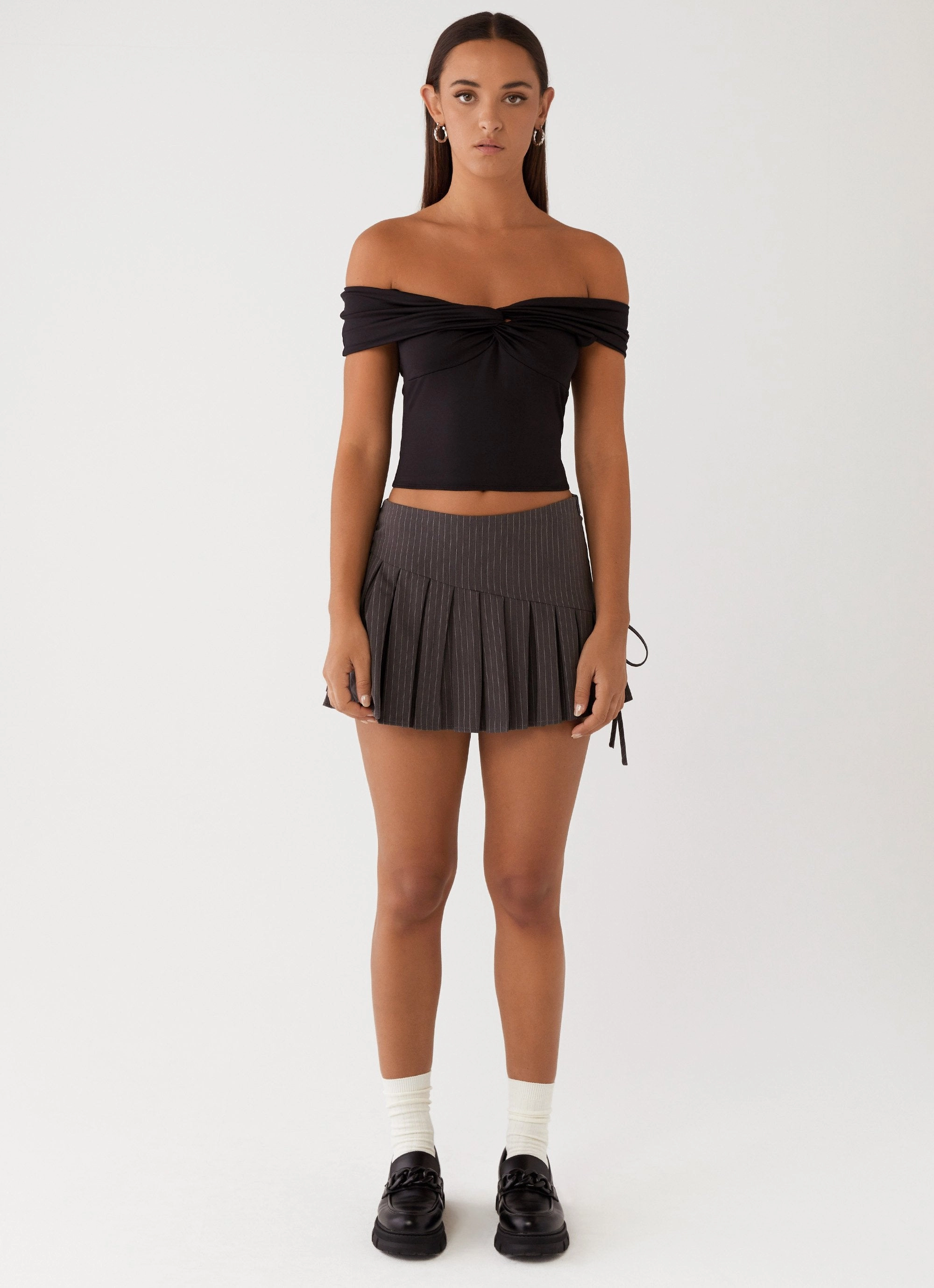 Trixie Twist Off Shoulder Top - Black NonToxicCoating ReinforcedStitching