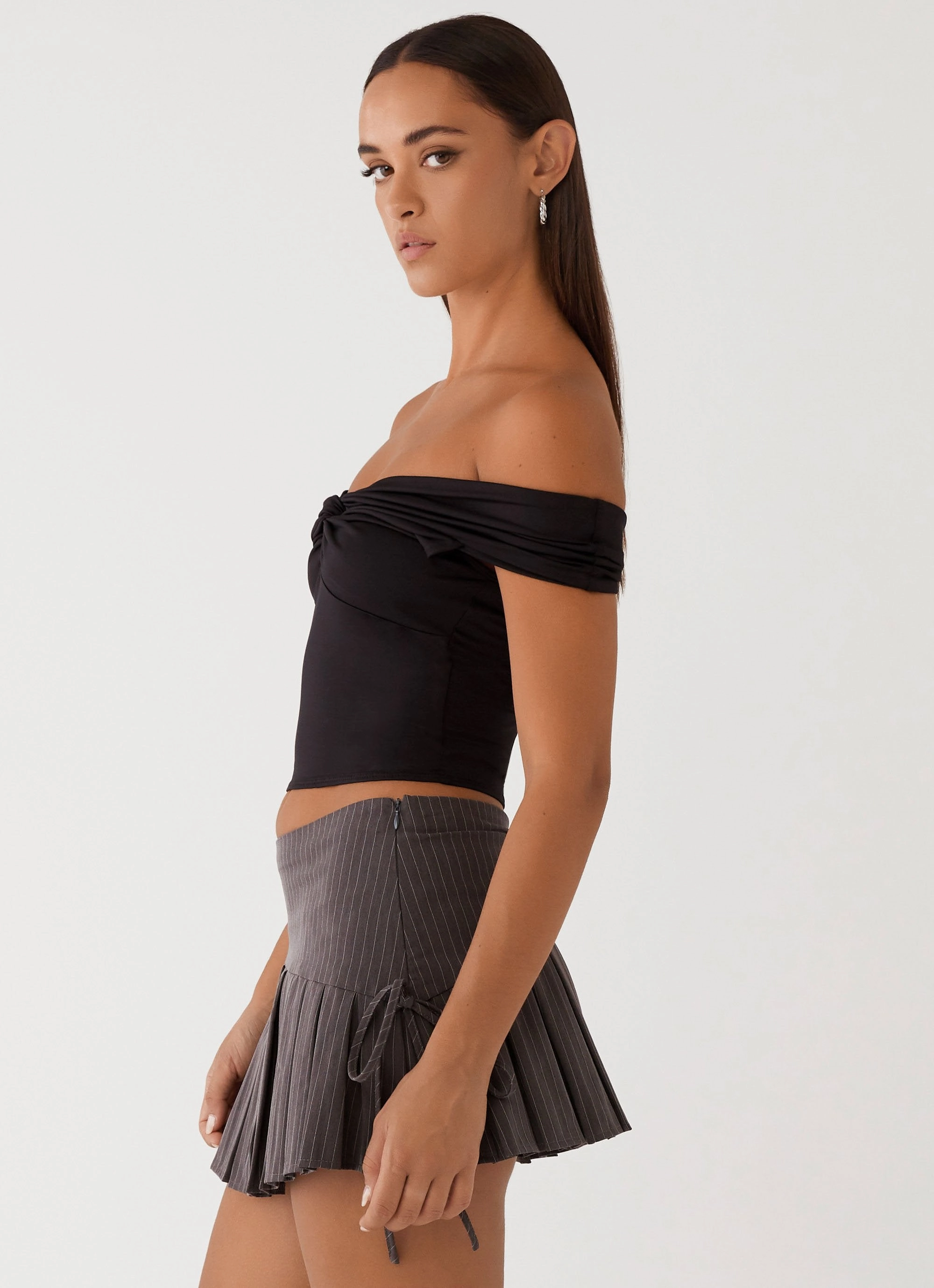 Trixie Twist Off Shoulder Top - Black OdorControl Technology Bound Edges