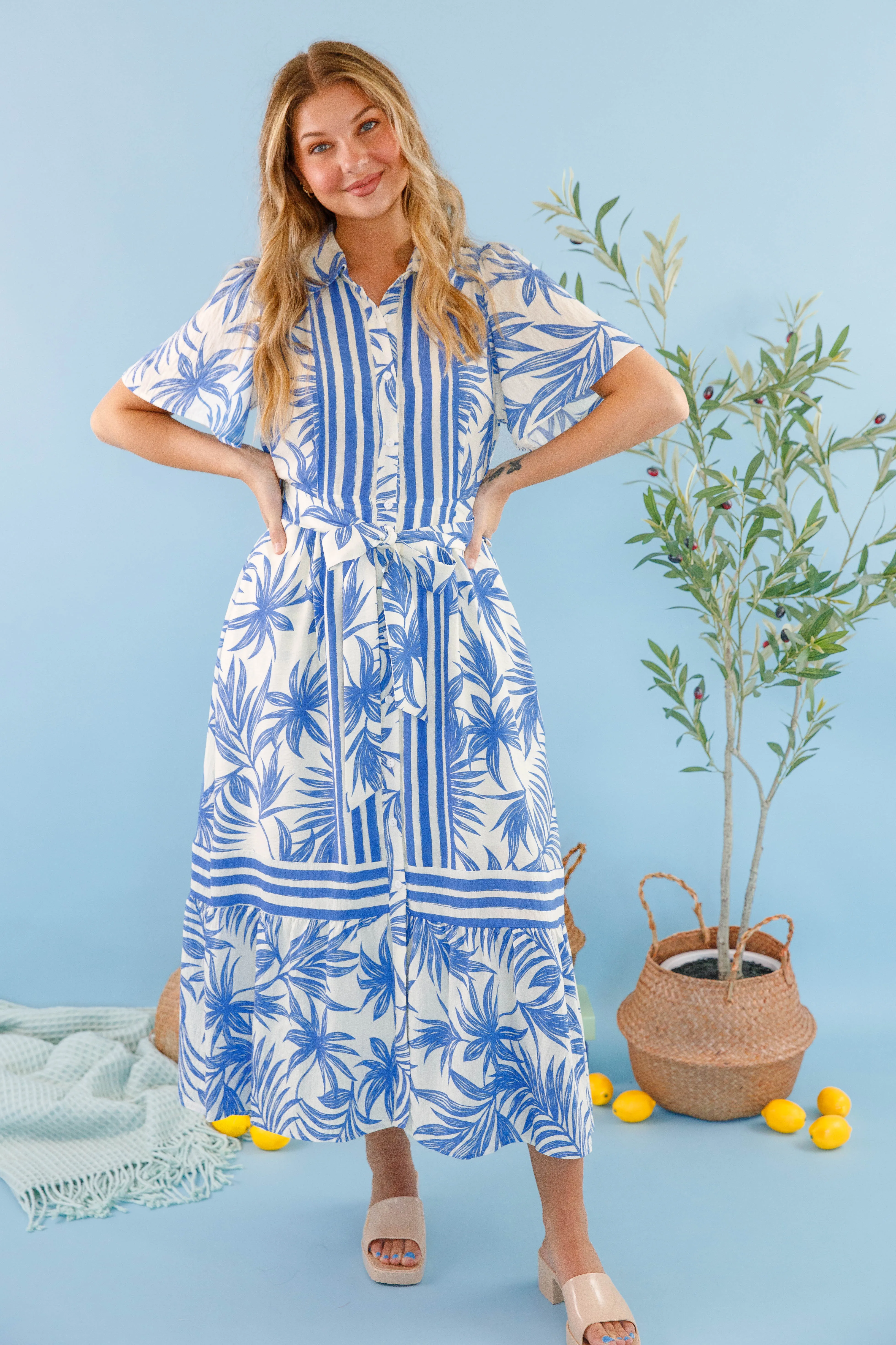 Easy Match Modern Appearance Tropical Travels Midi Dress