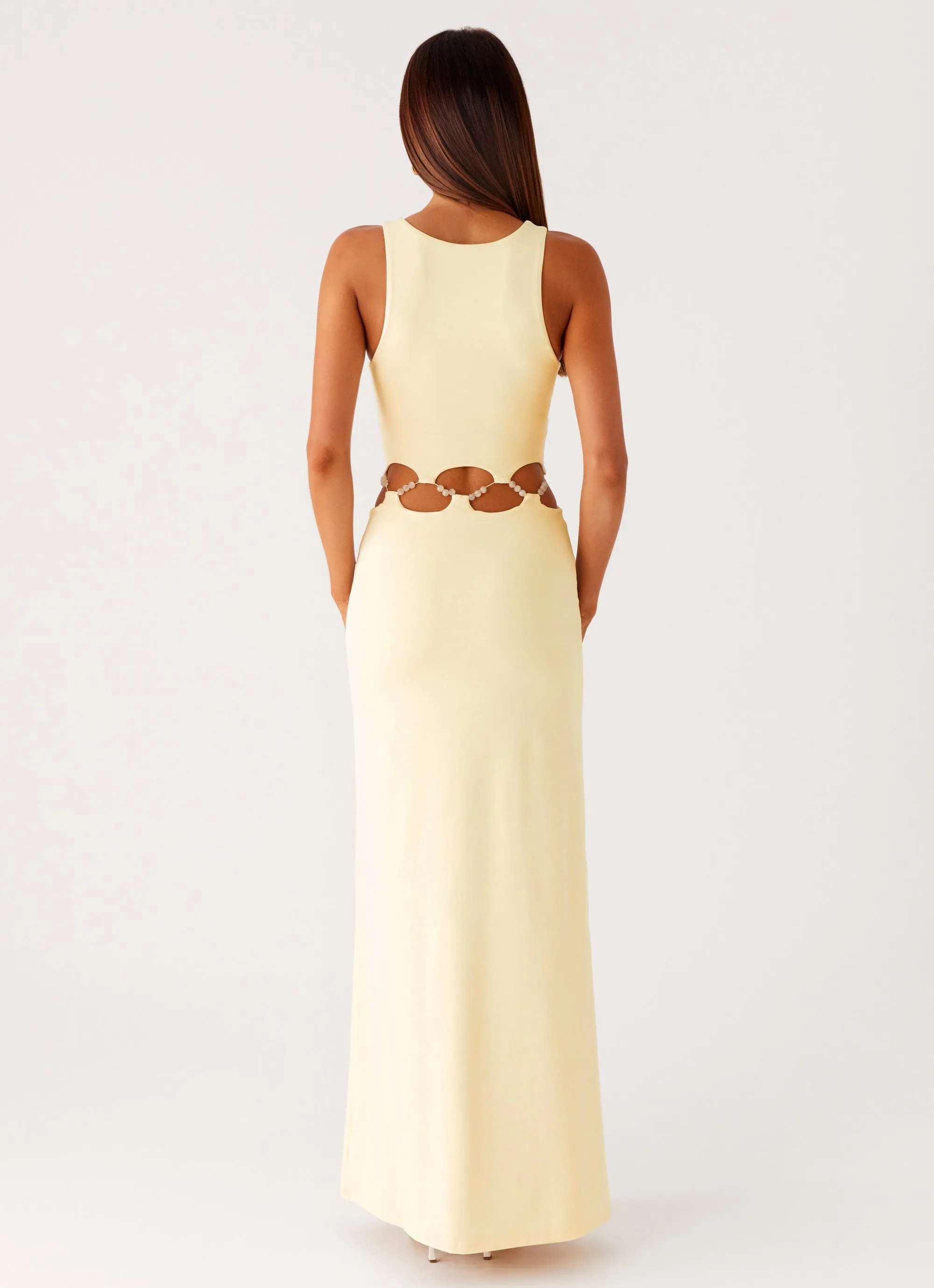 Dreamboat Beaded Maxi Dress - Yellow Timeless Fit Signature-Style