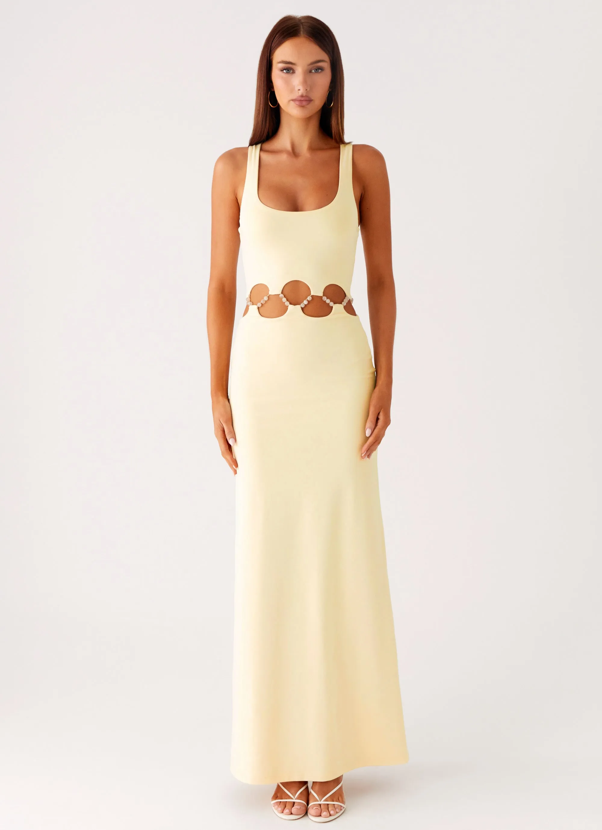Work Look Body Confidence Dreamboat Beaded Maxi Dress - Yellow