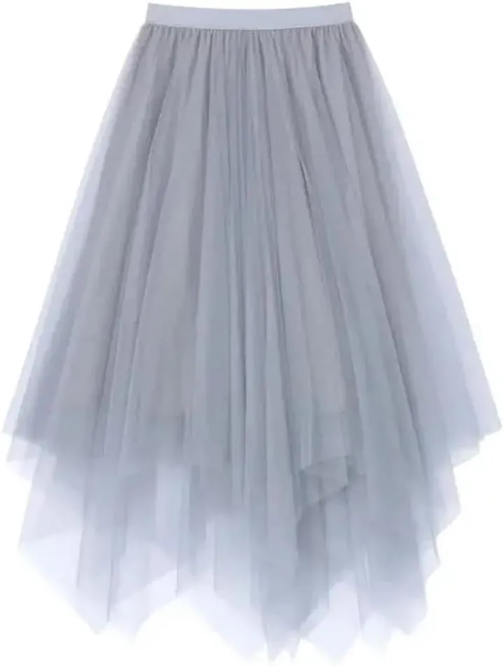 Tulle Skirt Spring and Summer High Waist Lace Irregular Hem Skirt