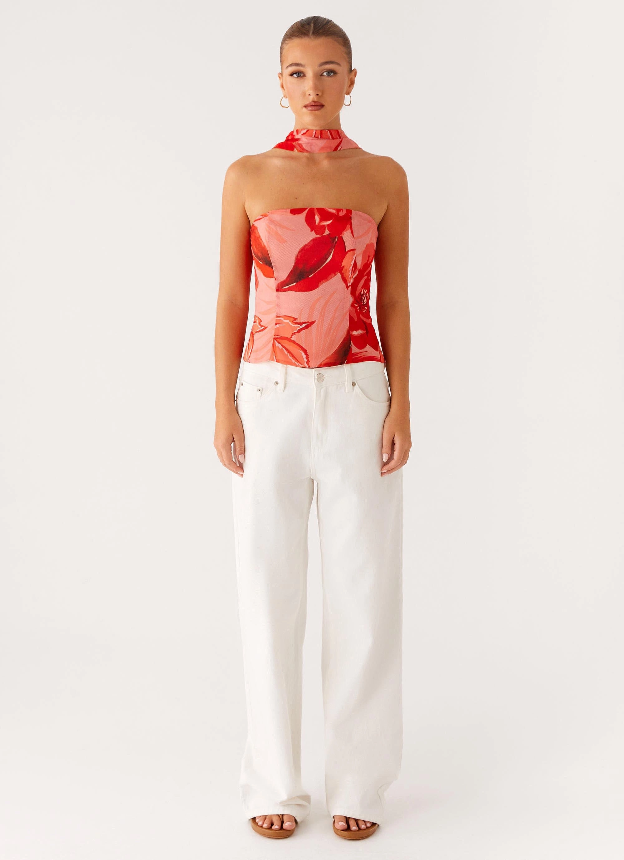 Breathable3DKnit Anais Scarf Top - Sicily Sunset Print