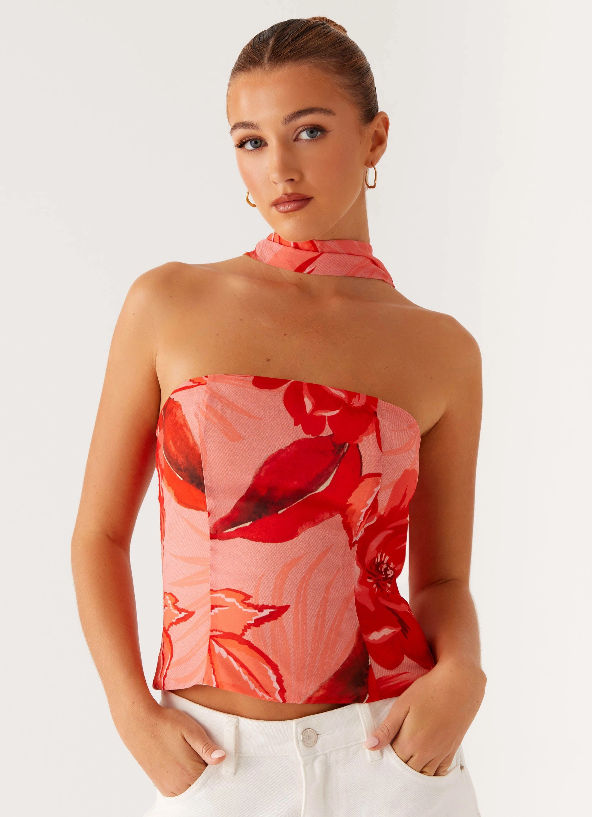 Architectural Tailoring HeatPressedLogos Anais Scarf Top - Sicily Sunset Print