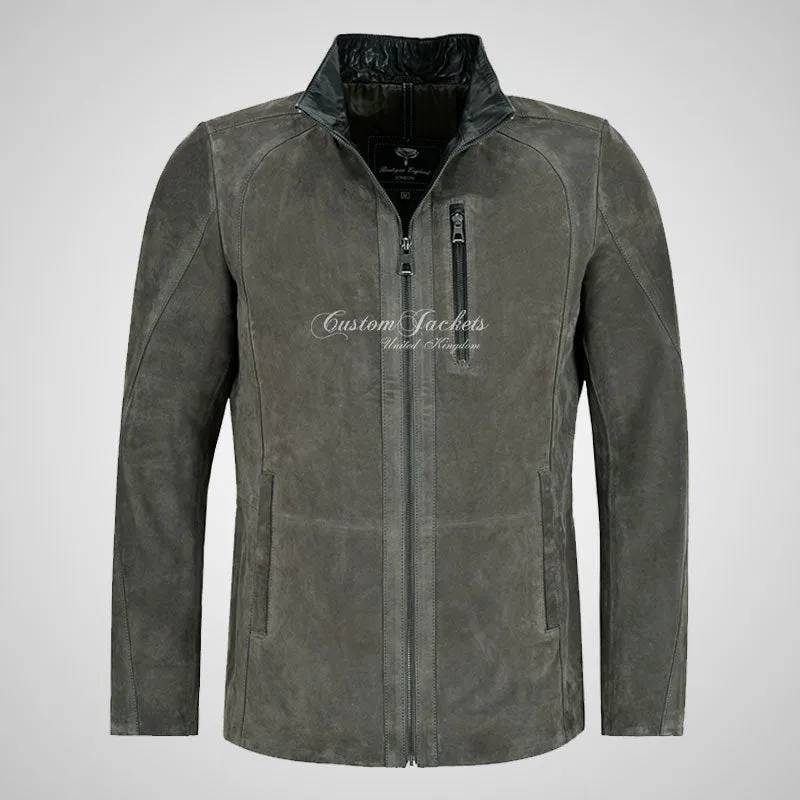 TURIN Nubuck Leather Blouson Leather Jacket For Mens Cow Nubuck Leather