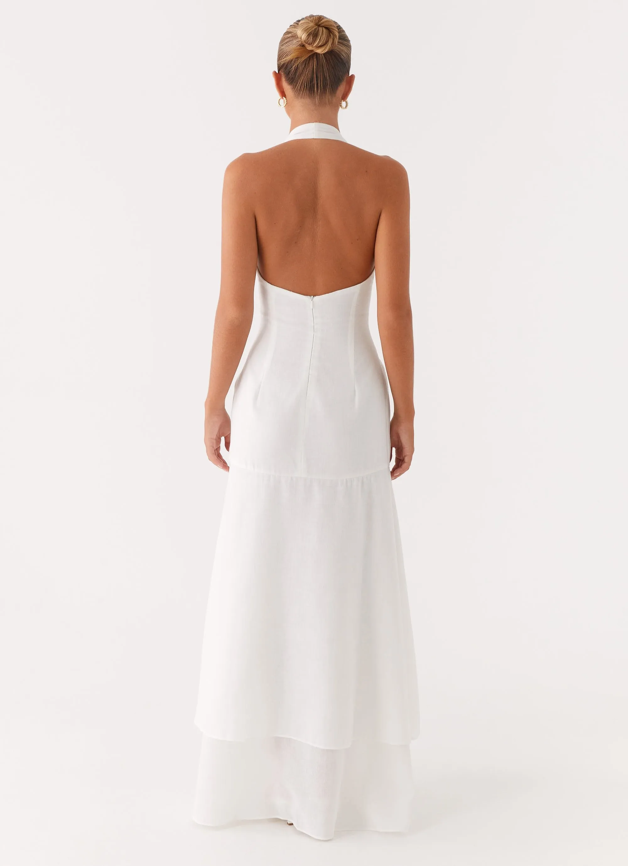 Flattering Fit Wear Short Sleeve Turu Maxi Dress - White