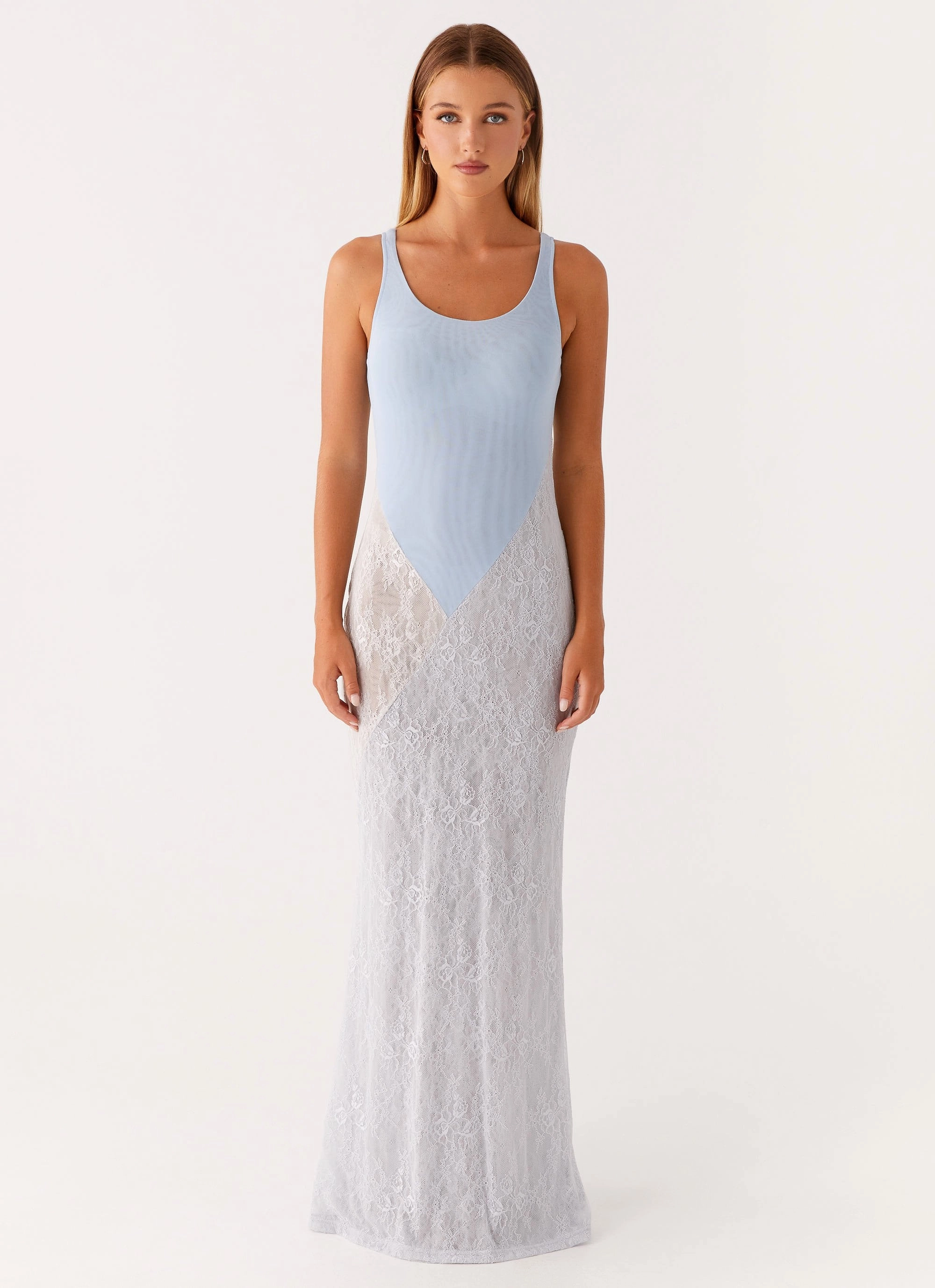 Pleat-Front Twilight Dreams Maxi Dress - Blue