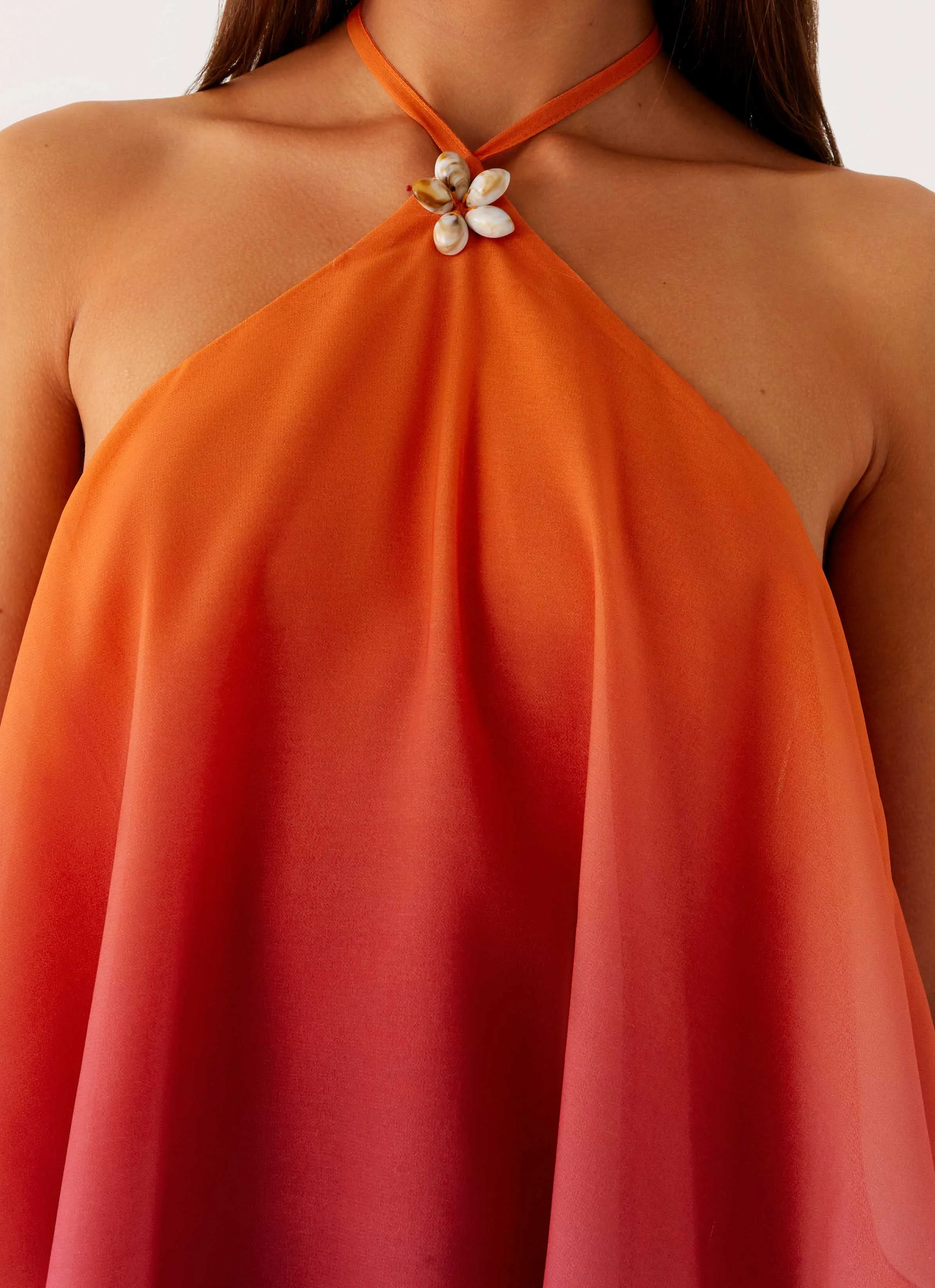 Twin Flame Mini Dress - Orange Gradient Formal Occasion Silk Shine