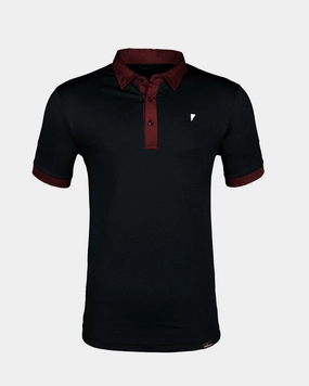 Two Tone Black/Maroon Classic Polo Everyday Comfort Organic Cotton Fiber