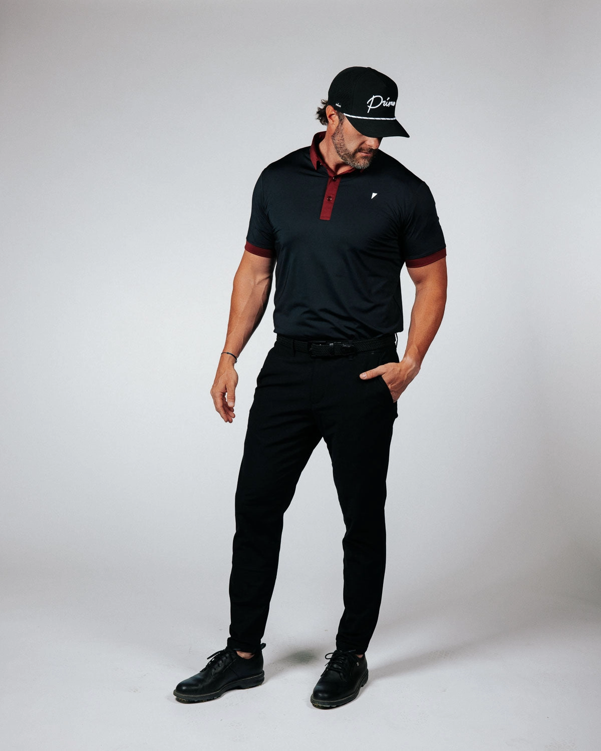 NonPill Surface Treatment Two Tone Black/Maroon Classic Polo