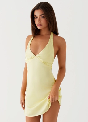 Heavy Hearted Mini Dress - Yellow Smooth Mood