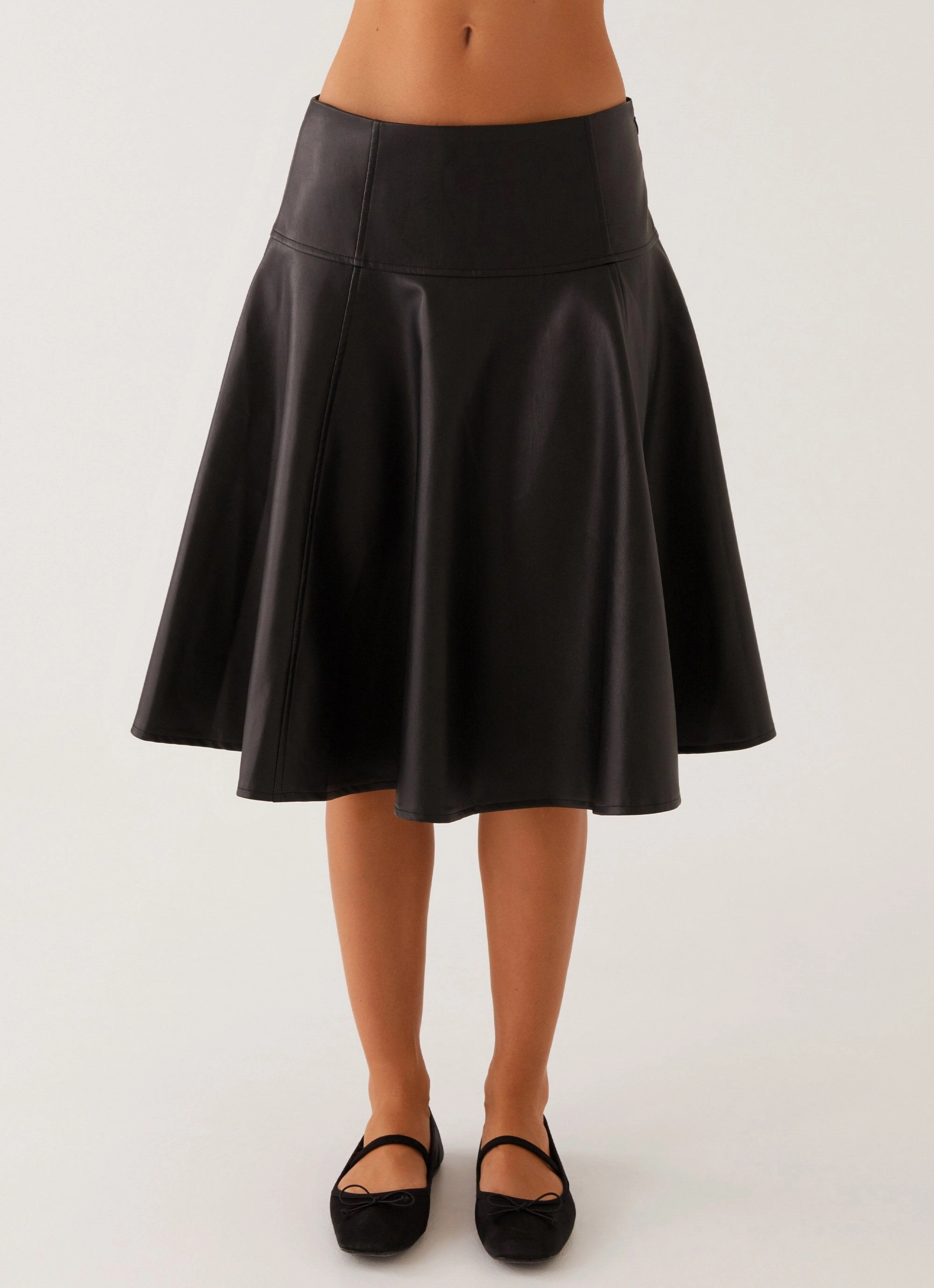 Tyler Midi Skirt - Black High Rise Design Slim Fit Design