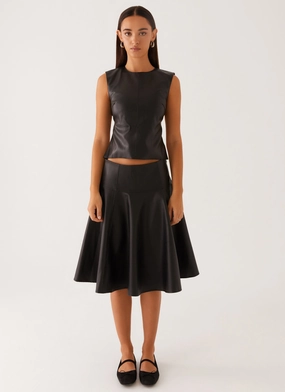 Raw edge Comfy Feel Tyler Midi Skirt - Black