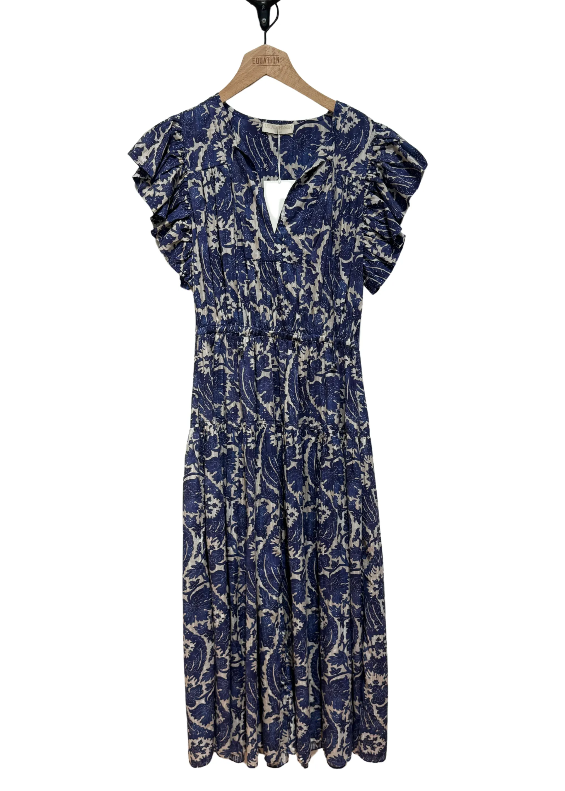 Ulla Johnson Kairi Flutter Sleeve Midi Dress Ocean Skin Touch