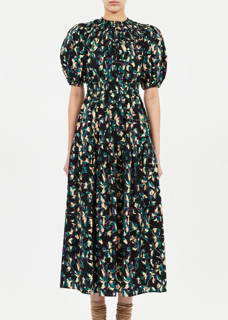 Ulla Johnson Othella Short Sleeve Midi Dress All Time Party Floral