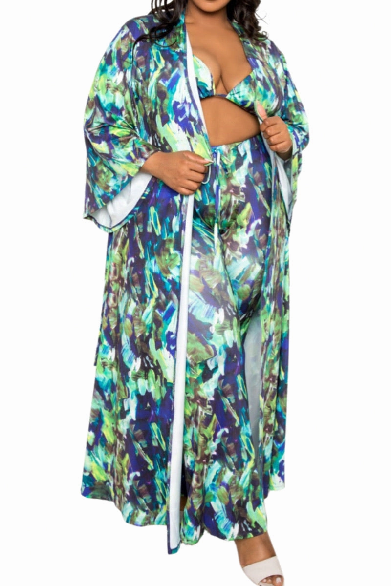 Crisp Design *Final Sale Plus Size 4-pc PlaySuit Set - Duster, Pants, Top, Bottoms