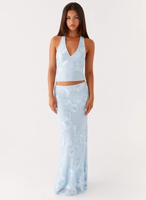 Radiate Maxi Skirt - Blue Mesh Comfort